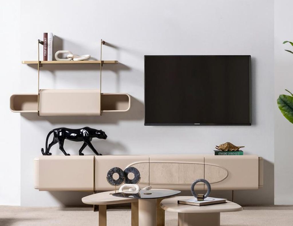 Luxus Wohnwand Sideboard Schrank Regal rtv Fernseher tv board Möbel 2tlg.