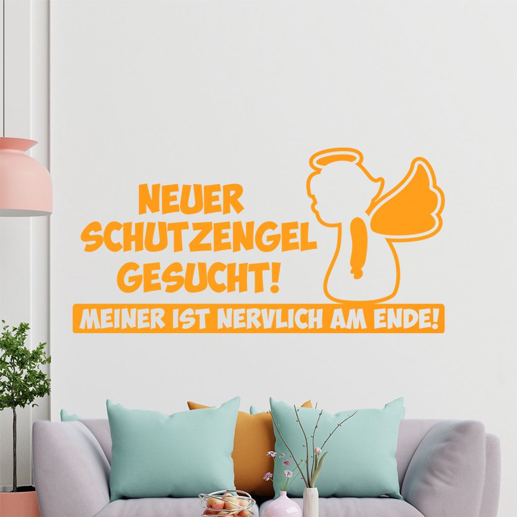KIWISTAR Neuer Schutzengel gesucht! Meiner ist nervlich am Ende! - Glück Pech Schicksal Wandtattoo in 6 Größen - Wandaufkleber Wall Sticker - De...