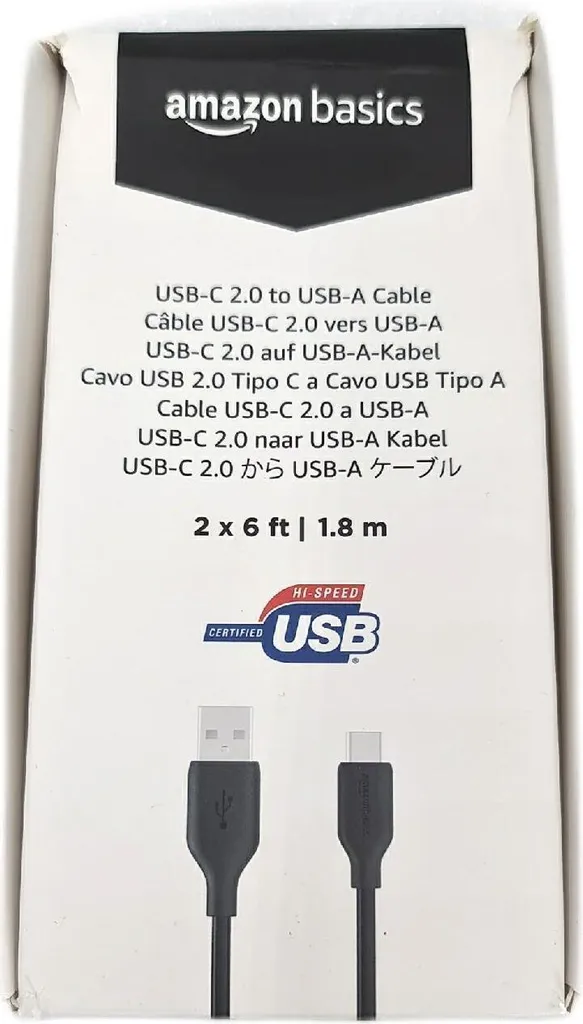 2x Cavi USB-C AmazonBasics 1,8m - Ideali per iPad, iPhone 15 e Tablet Bimbi