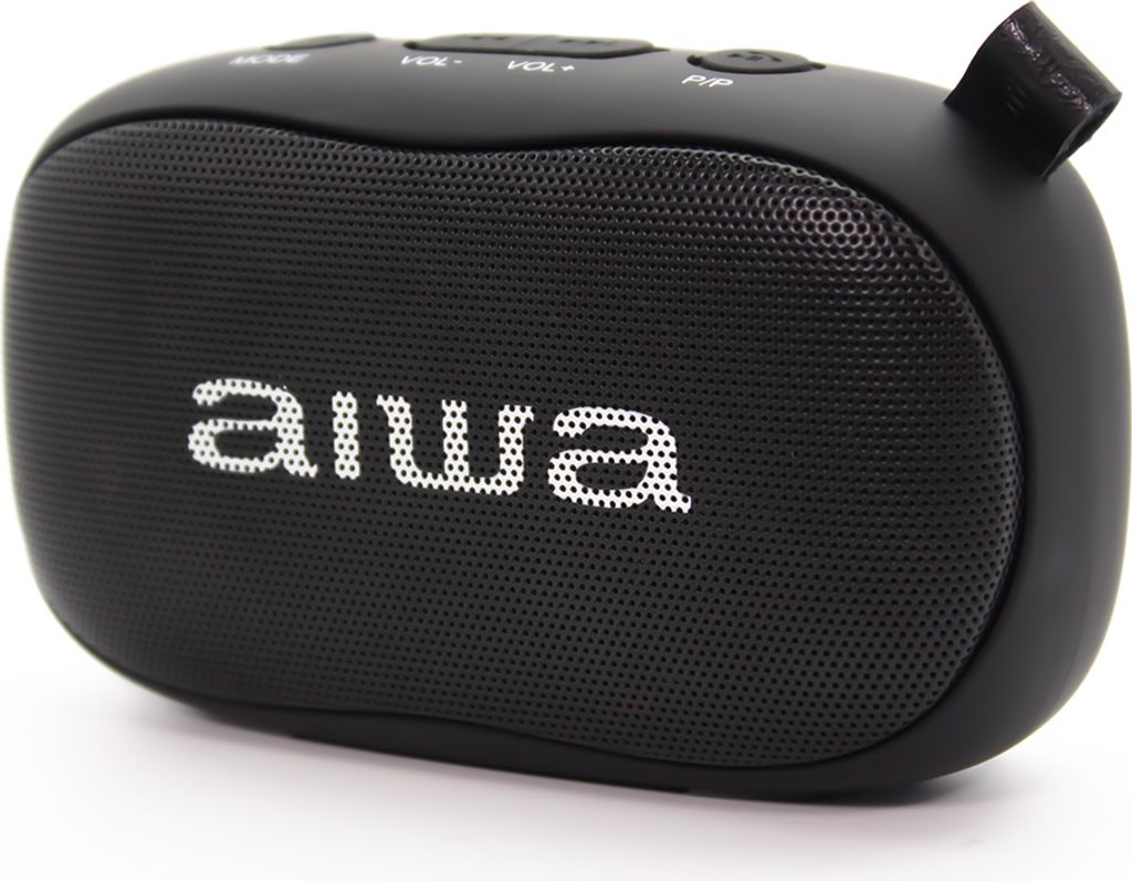 Aiwa BS-110BK schwarz Mini Bluetooth Lautsprecher mit Karabiner 10W HyperBass Musik Box Soundbox Player
