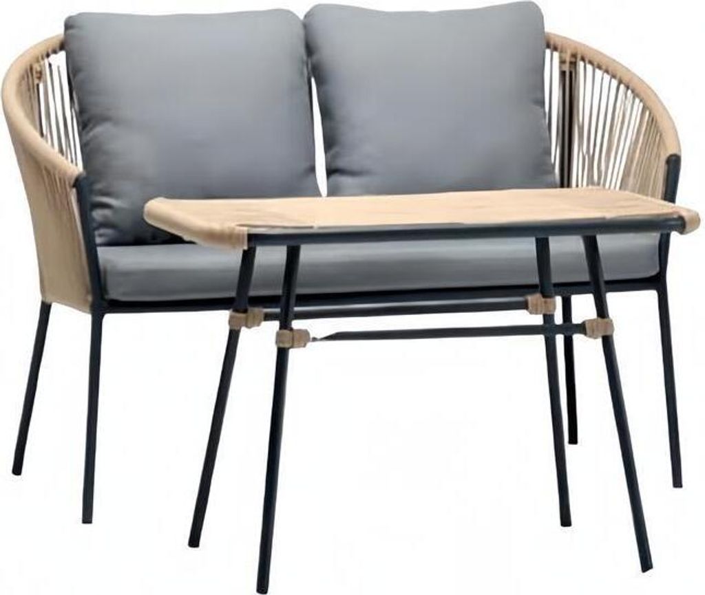 Garnitur Sofa 2 Sitzer Grau Couchtisch Sofas Rattan Couchtisch Luxus Modern