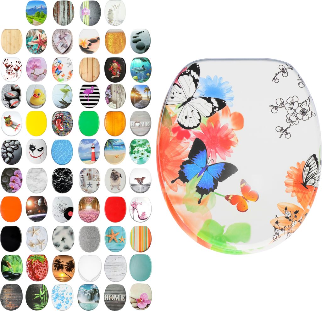 SANILO WC-Sitz mit Absenkautomatik Butterfly, Toilettendeckel direkt vom Hersteller, Klodeckel, Klobrille, WC Deckel, Toilettensitz, Toilettenbrille