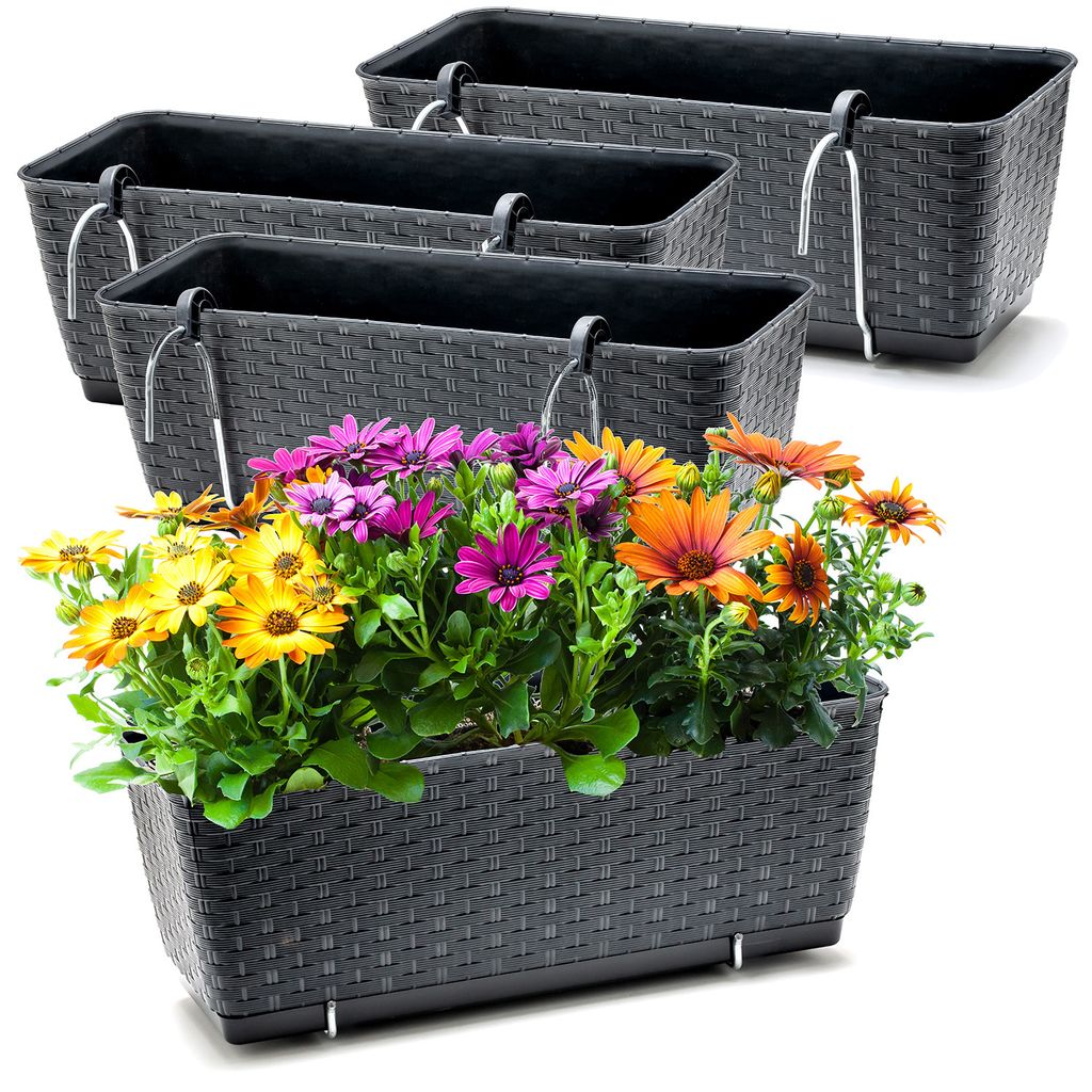 BigDean 4er Set Blumenkästen für Balkon-Geländer - Produktbild 