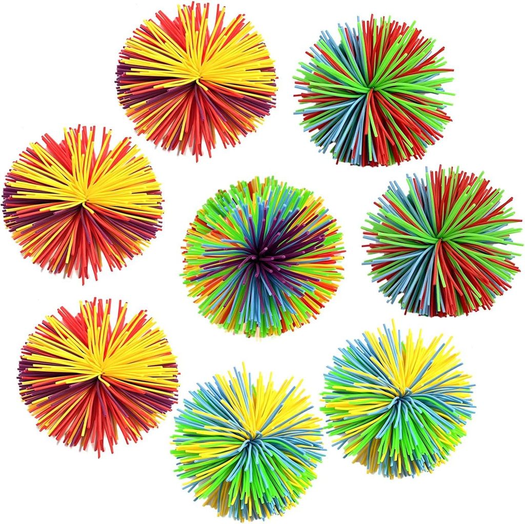 Stringy Bälle Silikon Stretch-Ball Regenbogen - 8 Stück weiche flauschige Plüschbälle - stressreduzierende Sensorbälle - fördert sensorische ...