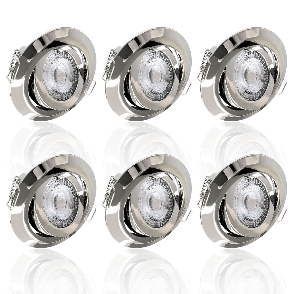 Six silver LED recessed ceiling lights are displayed against a white background.