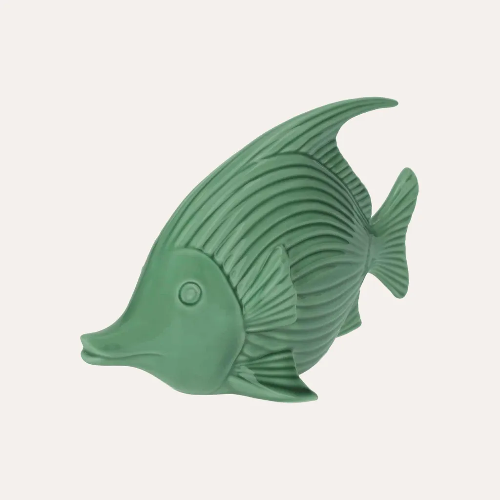 Statue de Poisson en Céramique Verte Émaillée Objet Déco Design Chic - 4