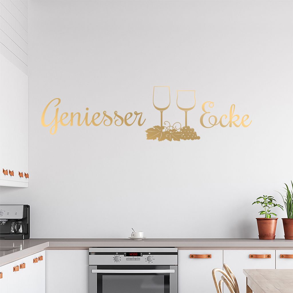 Geniesser Ecke Gläser Wandtattoo in 6 Größen - Wandaufkleber Wall Sticker - Dekoration, Küche, Wohnzimmer, Schlafzimmer, Badezimmer