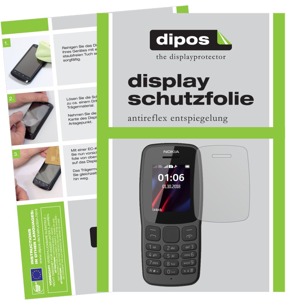 6x Schutzfolie für Nokia 106 (2018) matt Displayschutzfolie Folie Display Schutz