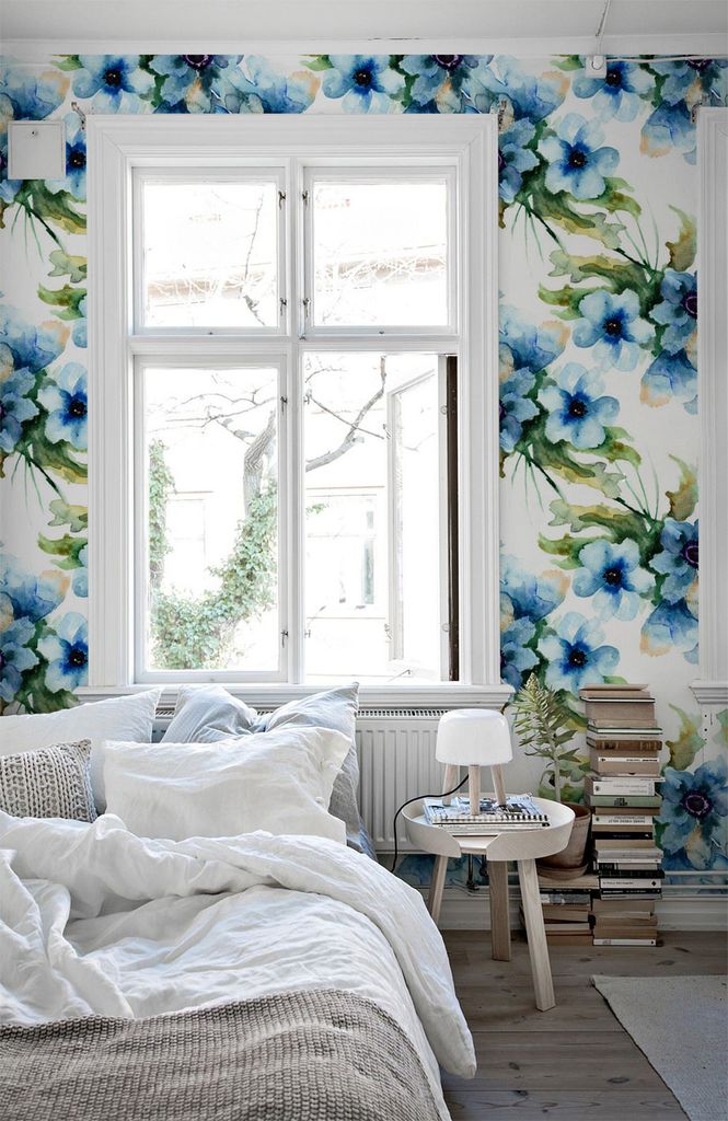 Coloray Fototapete 208x146 cm Latextapete Magicstick - Utensil-Aquarell-Blumen.