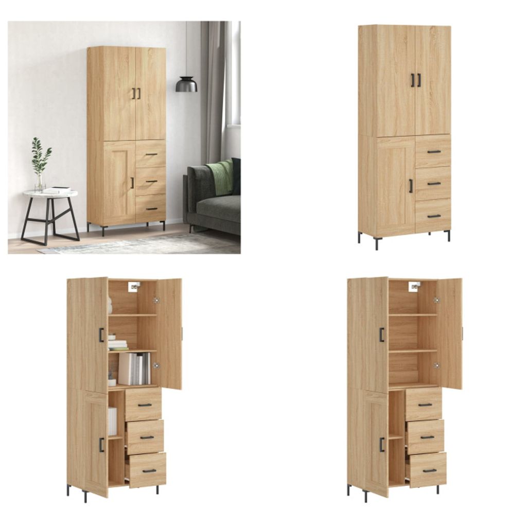 vidaXL Highboard Sonoma Eiche 69,5x34x180 cm Holzwerkstoff - Highboard - Highboards - Sideboard - Schrank
