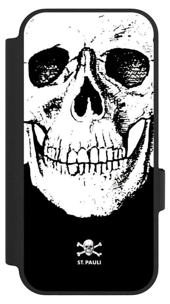 NIVOCASE Klapphülle für Google Pixel 10 Handyhülle aus Kunst Leder NIVOflip schwarz FC St. Pauli Offizielles Lizenzprodukt Totenkopf