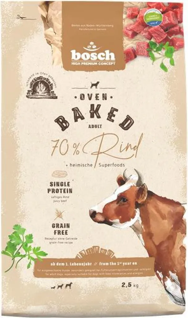 Bosch HPC Four Cuit au Bœuf 2,5kg - Croquettes Chien Haute Qualité