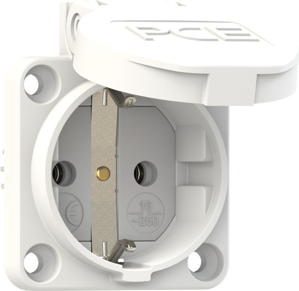CEE Schutzkontakt Anbausteckdose weiss 16A 250V IP54 PCE Produktbild 