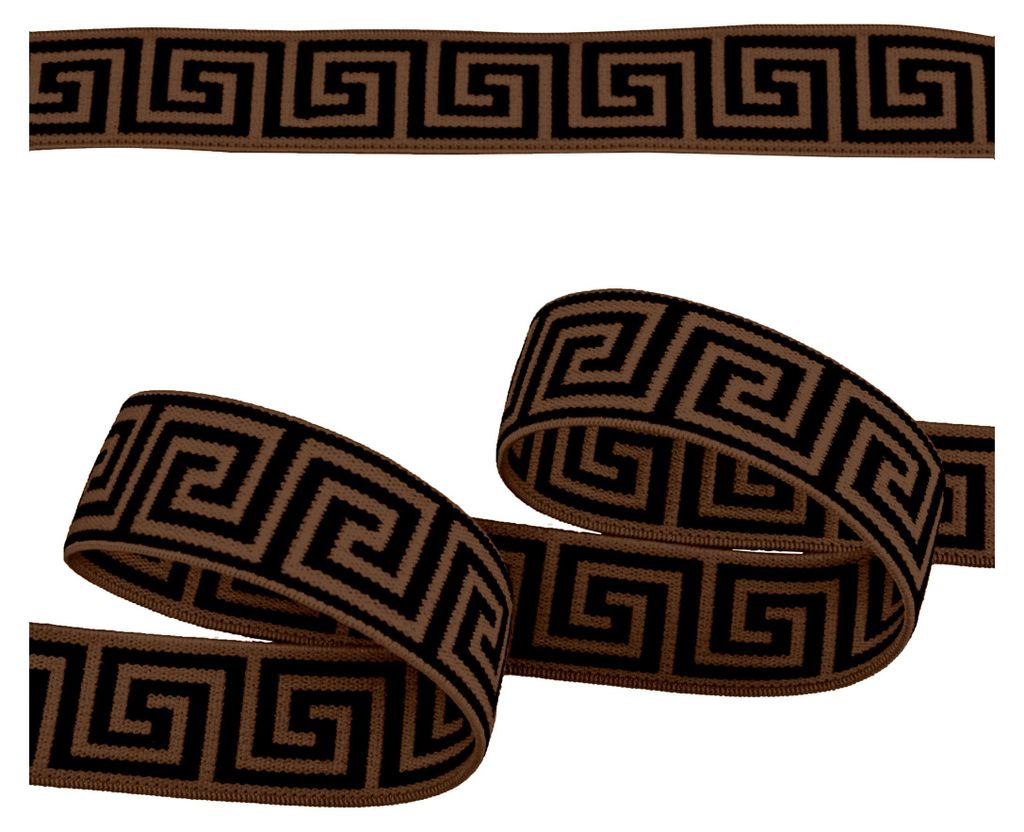 Gummiband mit griechischen Muster ab 1m x 25mm beidseitig Gummilitze Elastisch