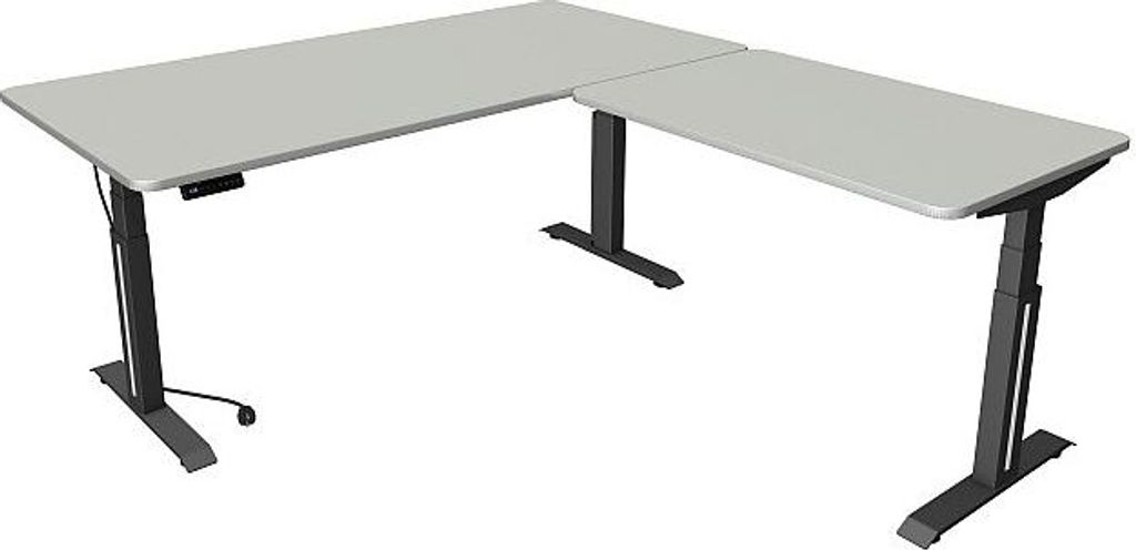 Kerkmann Move Professional anthrazit Sitz-/Stehtisch B 2000 x T 1000 mm mit Anbauelement 1200 x 800 mm Lichtgrau