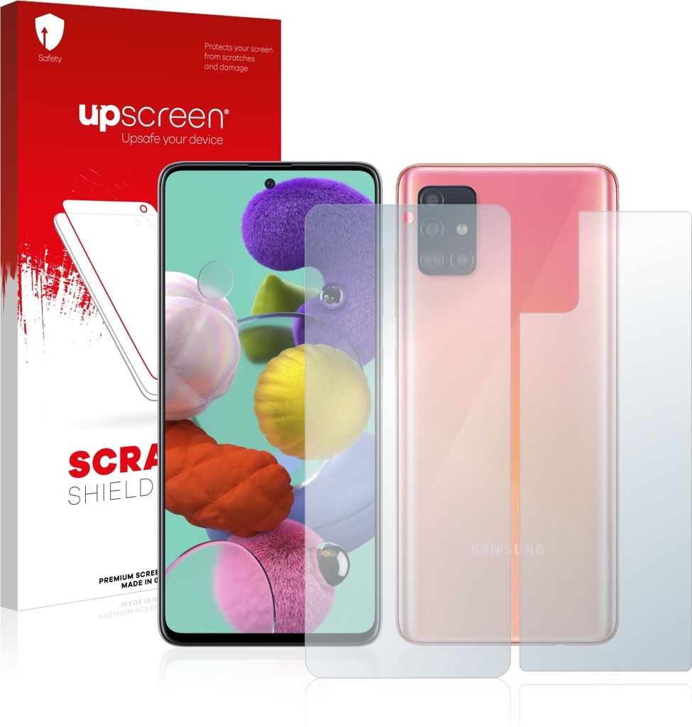 upscreen Schutzfolie für Samsung Galaxy A51 (Vorder + Rückseite) Kratzschutz Anti-Fingerprint Klar