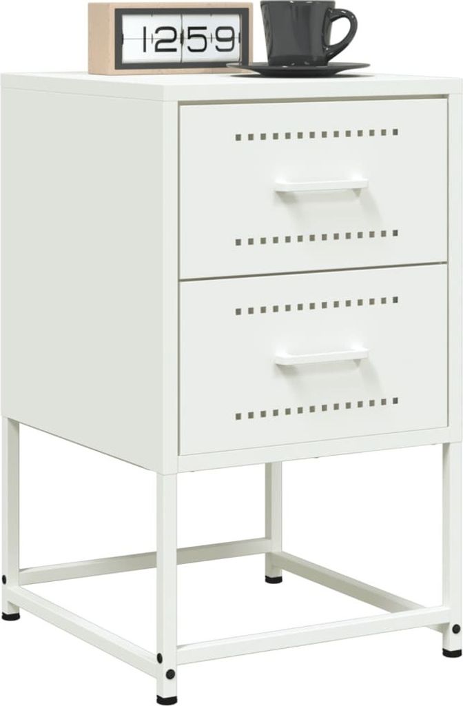 vidaXL Nachttische 2 Stk. Weiß 36x39x60,5 cm Stahl Produktbild 