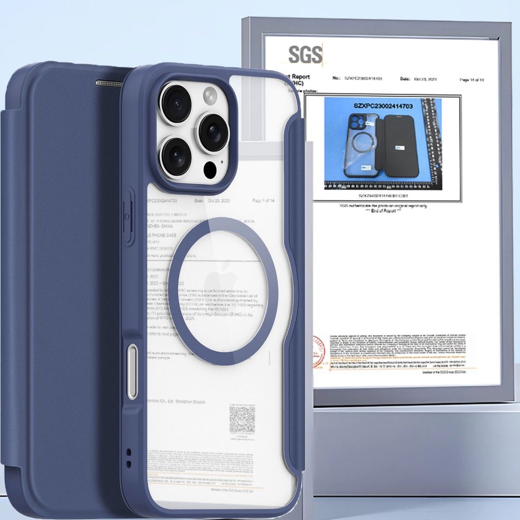 Dux Ducis Haut X Pro Fall für Iphone 16 Pro Max mit Magsafe und Klappe - blau