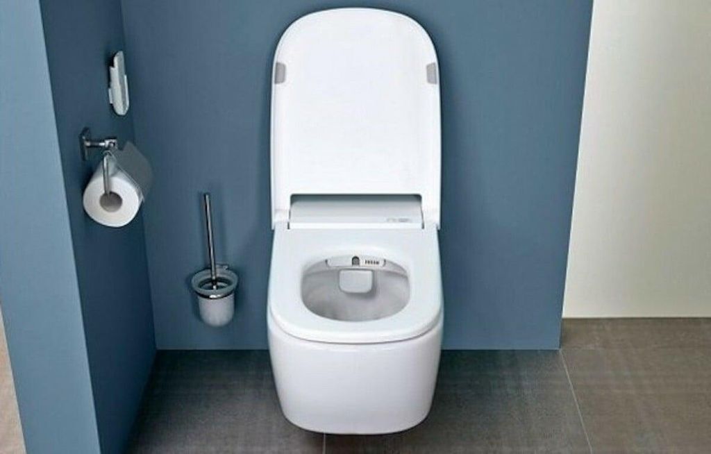 VitrA V-Care Basic 1.1 Wand WC mit Bidetfunktion, SoftClose beheizbarer WC-Sitz & Fernbedienung, weiß