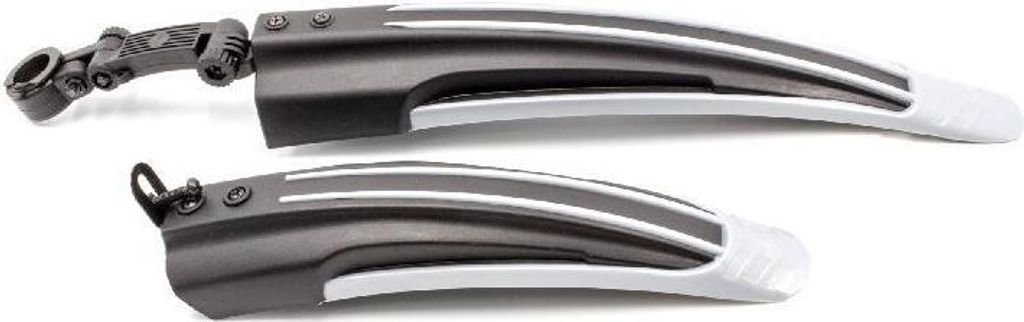 vhbw Fahrrad Schutzblech Set für Vorderrad, Hinterrad zur Montage an alle Mountainbikes mit 24" / 26" Reifen - schwarz / grau Kunststoff