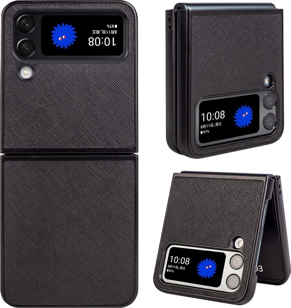 Für Samsung Galaxy Z Flip4 5G Design Cross Texture Cover Handy Tasche Hülle Etui