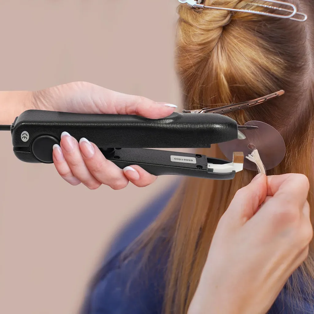 Appareil pose extensions cheveux à ultrasons noir design durable