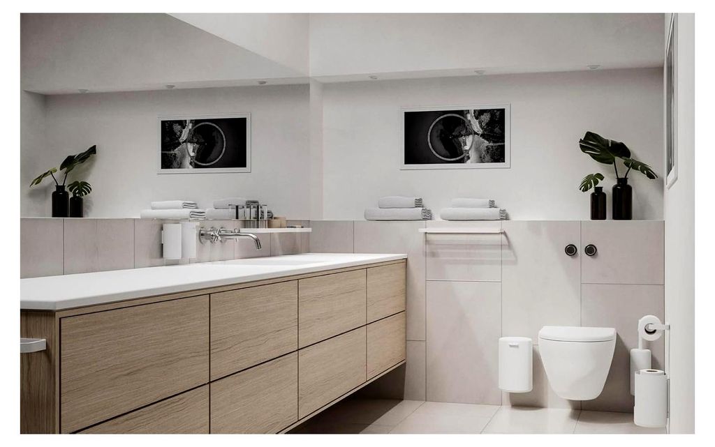 Zahnbürstenbecher Rim für die Wand, Durchmesser 7 cm, Höhe 13,6 cm, Weiß