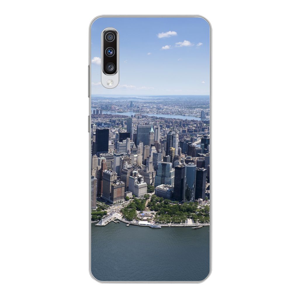 MuchoWow Handyhülle Schutzhülle Hülle für Samsung Galaxy A70 New York - USA - Skyline Silikon Softcase Handy Hülle - Schutzhaube