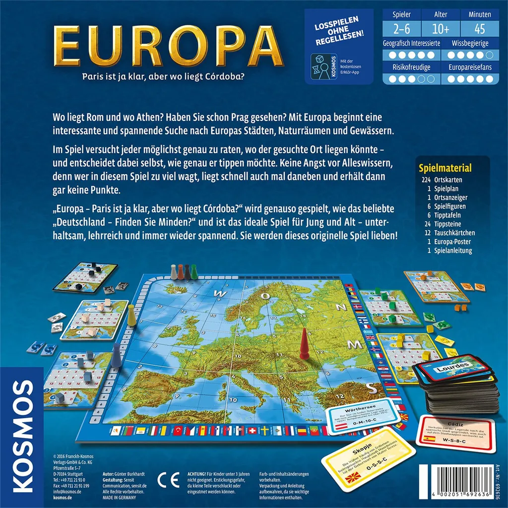 Jeu de Plateau Europe Classique avec Cartes et Pions en Bois de Hêtre
