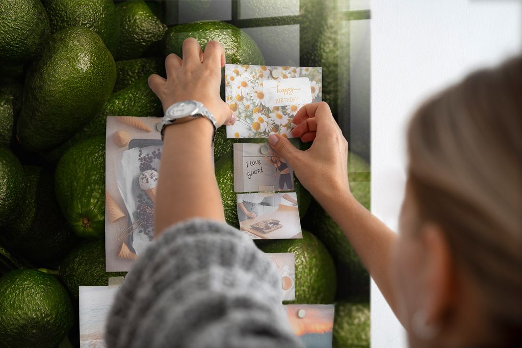 Magnetisch Tafel Magnettafel - Magnetpinnwand Memoboard - Notiztafel verschiedenen Designs - 90x60 cm - Avocado