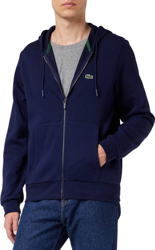 Felpa con cappuccio da uomo Lacoste, con cerniera, blu navy Immagine del prodotto 