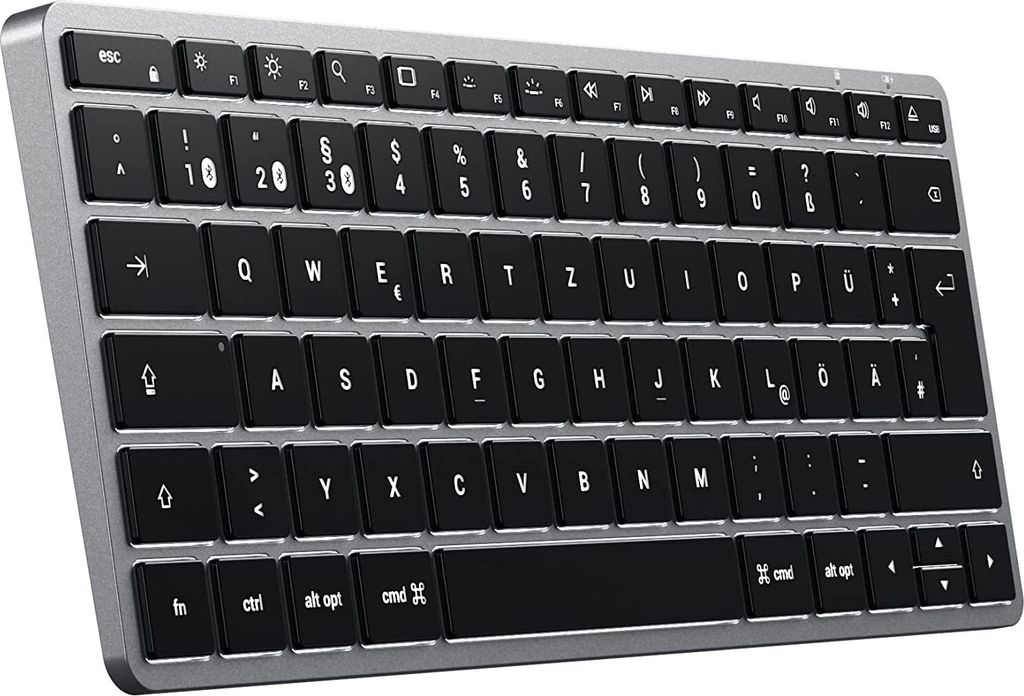 Satechi Slim X1 - Mini - Bluetooth - QWERTZ - Zwart - Grijs Productafbeelding 
