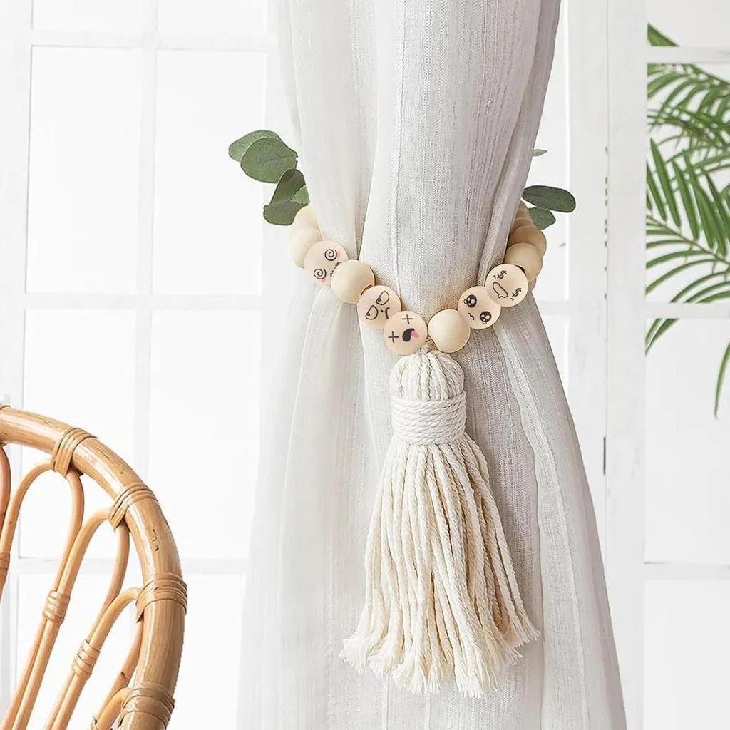 Perles en Bois Naturel avec Têtes Imprimées 20mm pour Bracelet et Collier