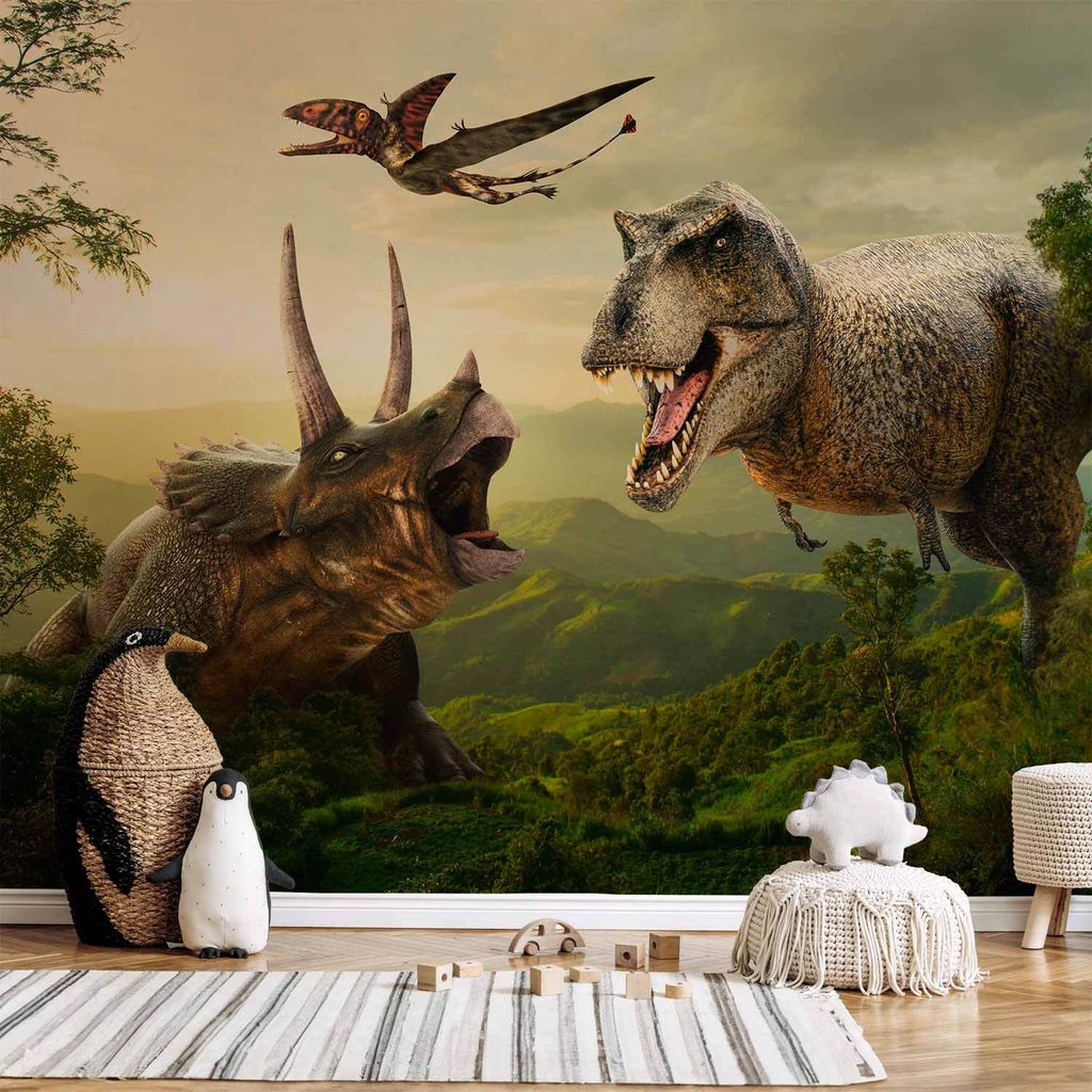 Vlies Fototapete - Dinosaur Square 450x315 cm Für Kinder e-C-0075-a-a