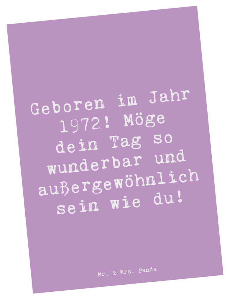 Mr. & Mrs. Panda Postkarte Spruch 1972 Geburtstag - Lavendeltraum - Geschenk, liebevolle Geschenkidee, Alter, Geburtstagsgeschenk, Postkarten, bild...