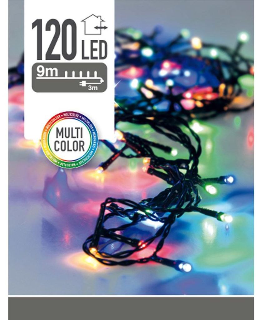 LED-Lichterkette bunt, 120 LEDs, Grünes Kabel, Innen/Außen, Produktbild 