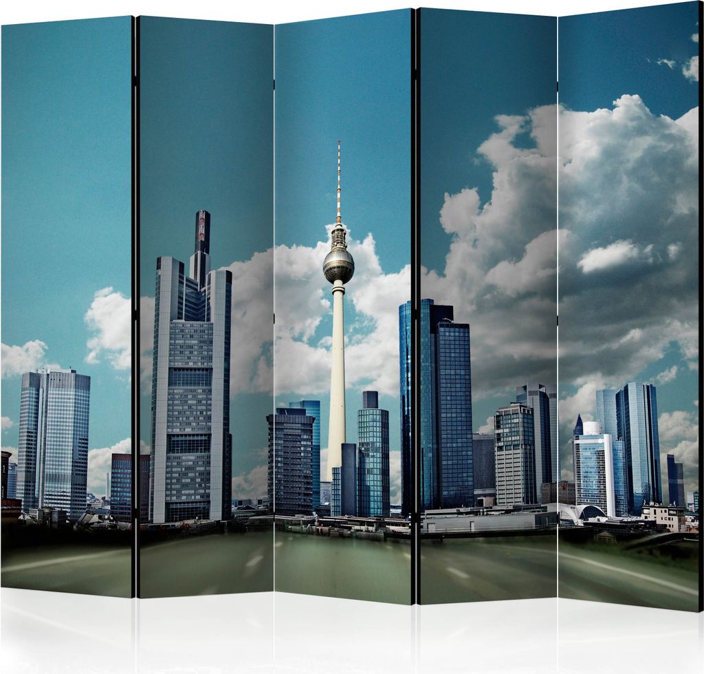 Akusticher Raumteiler Berlin Foto Paravent 225x172 cm beidseitig auf Vlies-Leinwand bedruckt Akustikschaum Trennwand Spanische Wand Sichtschutz Hom...