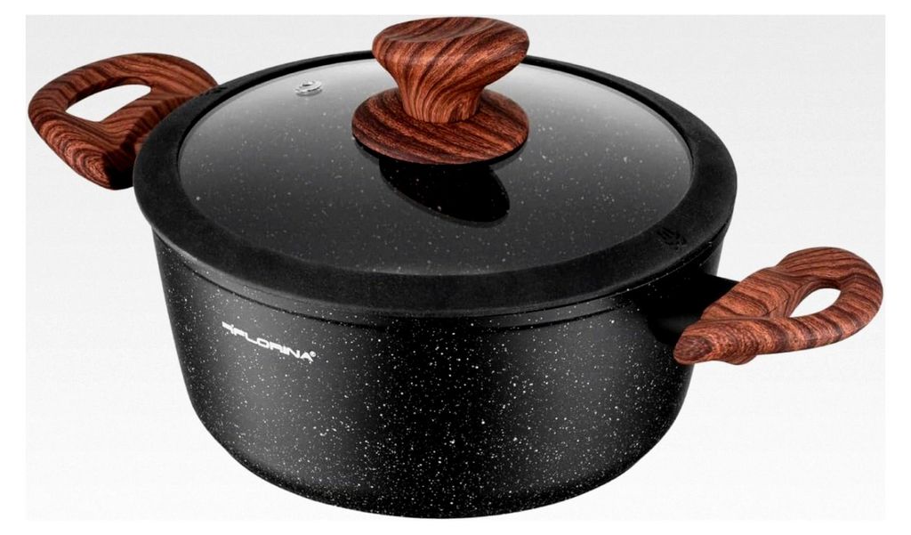 Aluminiumtopf MASTER BLACK 24 cm 4L | Antihaftbeschichtung | Für alle Herdarten einschließlich Induktion | Ergonomischer Soft-Touch-Griff | Decke...