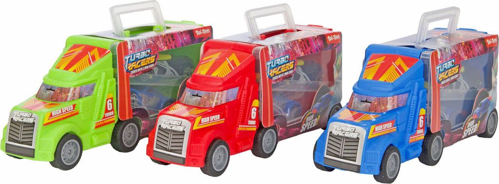 Toi-Toys Turbo Racers Truck mit Rennwagen, 3dlg.