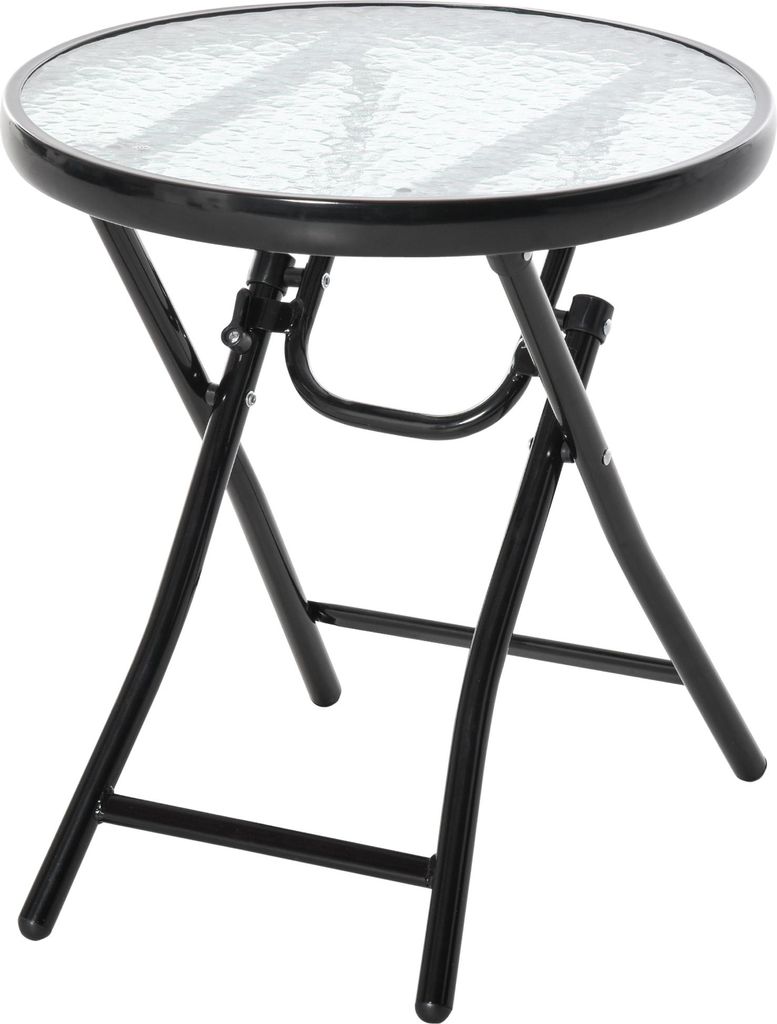 Gartentisch klappbar Ø45cm, Wetterfest Balkontisch aus Metall, Klapptisch mit Wasserkräuselung-Muster, Esstisch Outdoor