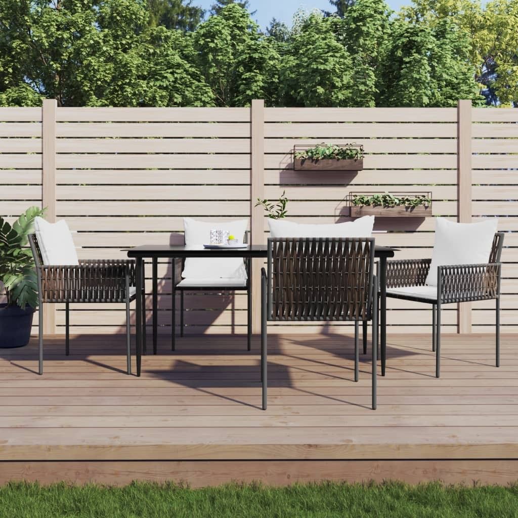 Maison Exclusive - 5-tlg. Garten-Essgruppe mit Kissen Poly Rattan und Stahl