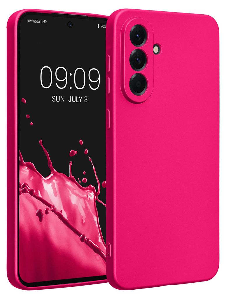 kwmobile Handyhülle für Samsung Galaxy A56 5G Hülle - weiche Silikon Case metallisch schimmernd - Schutzhülle Cover - Metallic Pink