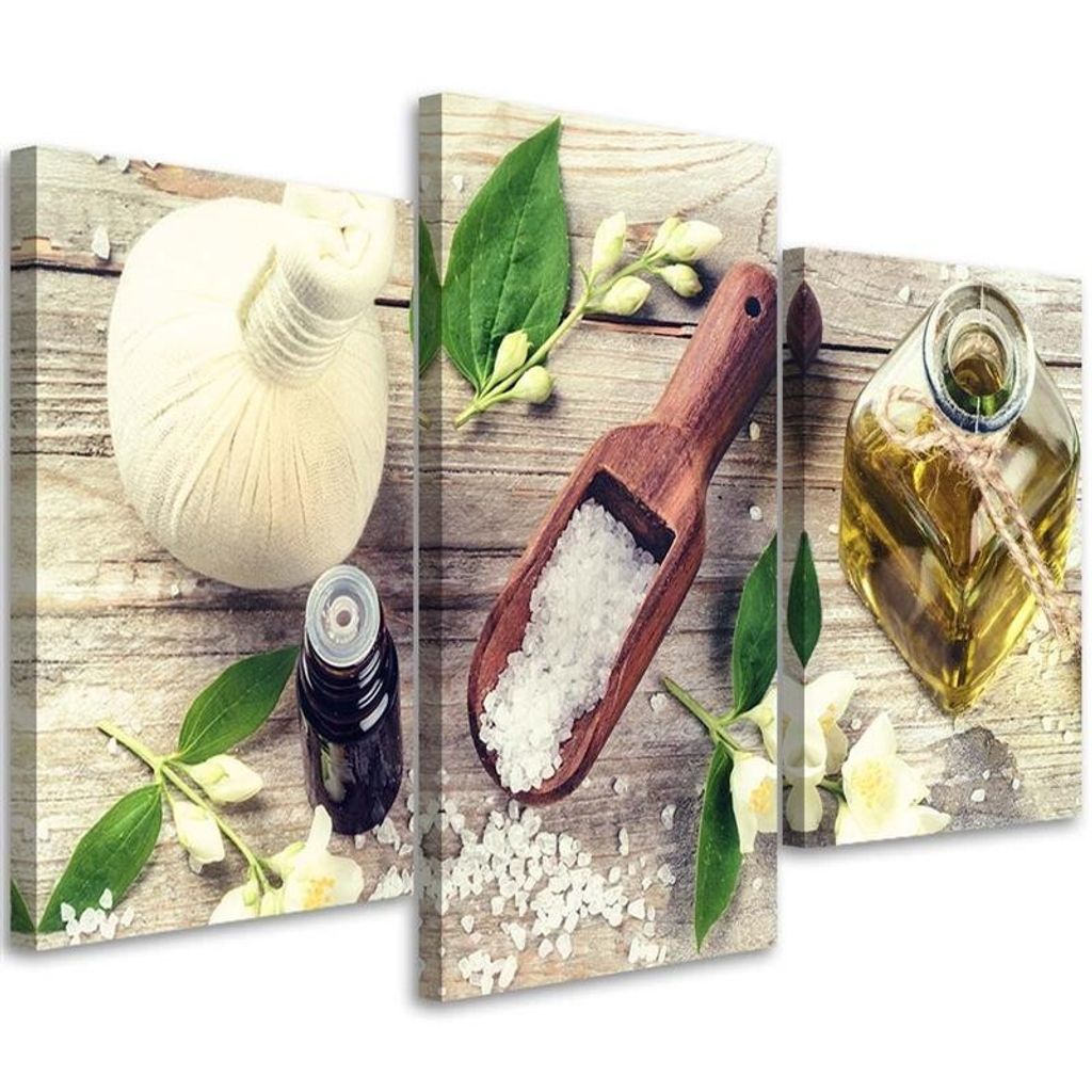 Triptychon auf leinwand gewürze in der küche 120x80 cm Feeby beige wandbild bereit zum aufhängen