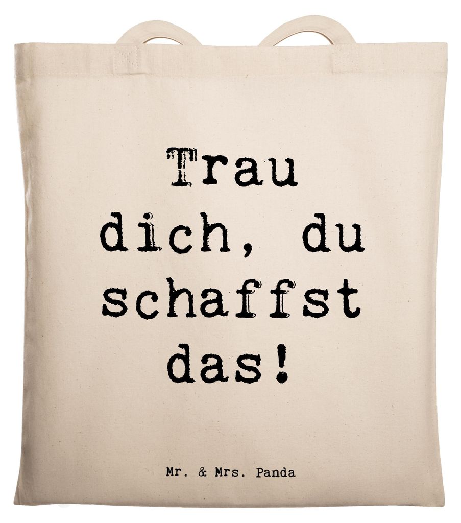Mr. & Mrs. Panda Jutebeutel Spruch Angst überwinden - Transparent - Geschenk, Laptoptasche, inspirierende Botschaften, Einkaufstasche, Tote Bag, S...