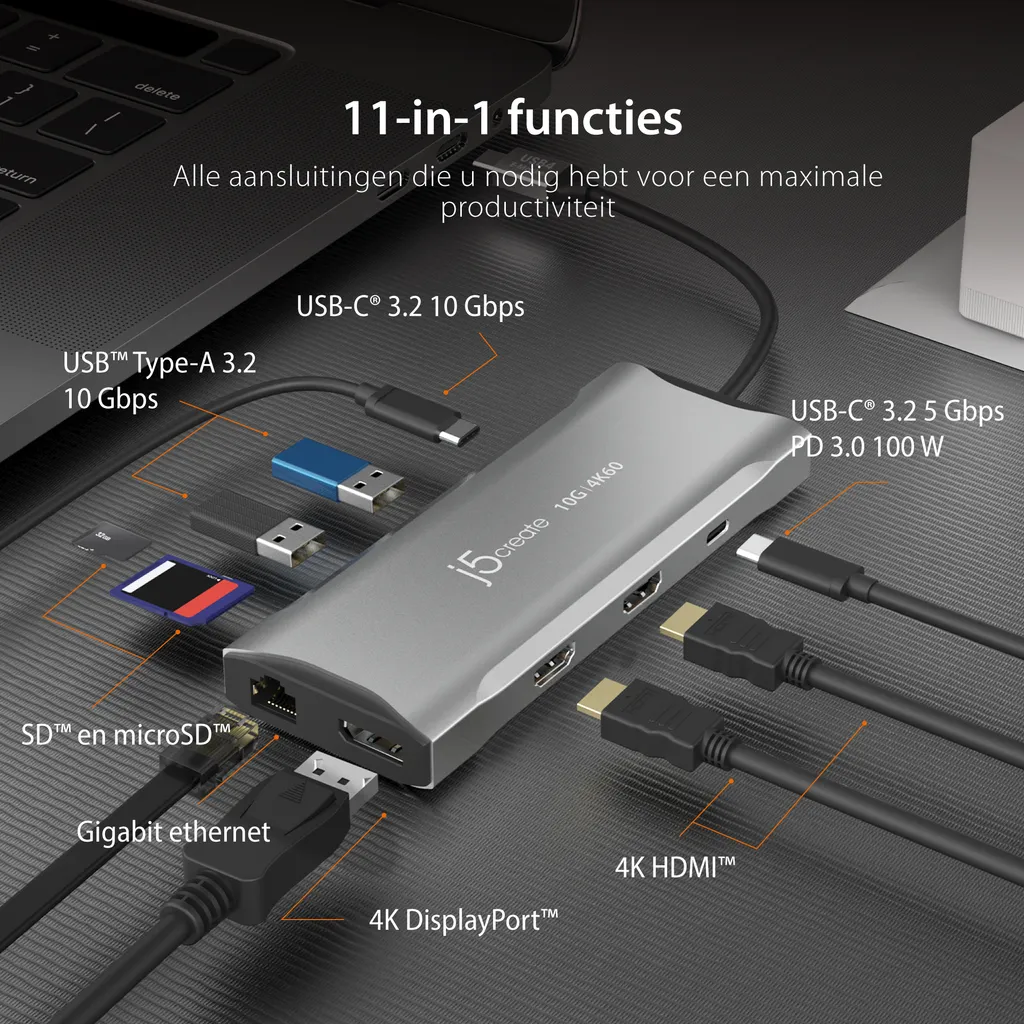 Station d'accueil USB-C Multi-Écran j5create JCD397-N de 100W Gris - 13