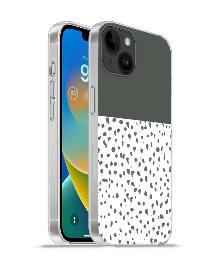MuchoWow Handyhülle Schutzhülle Hülle für Apple iPhone 14 Plus - Soft case Polka dots - Grau - Weiß Silikon Softcase Handy Hülle - Abbildung
