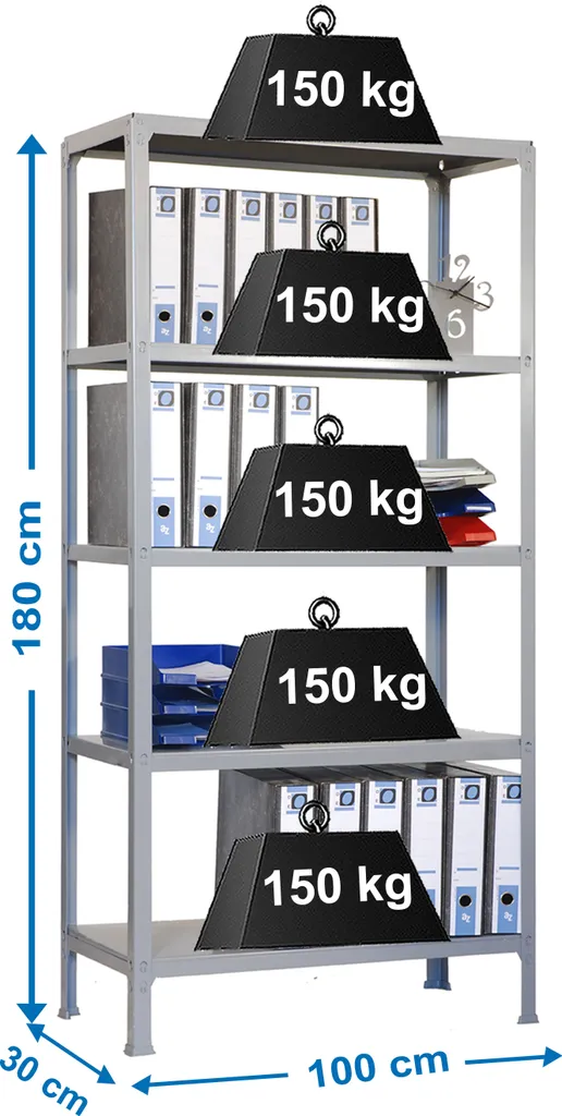 Étagère SIMONHOME CLICK PLUS 5/300 CINZA Métal robuste pour garage