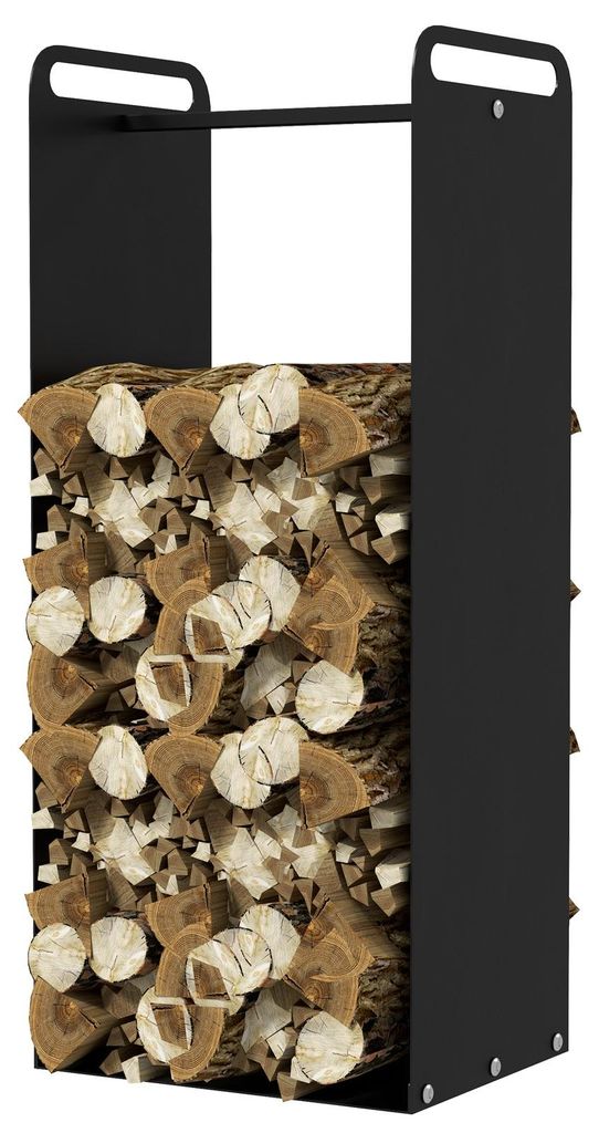 Feuerholzgestell, 2 Tragegriffe, Stahlrahmen, bis 30kg, 37x30x90cm