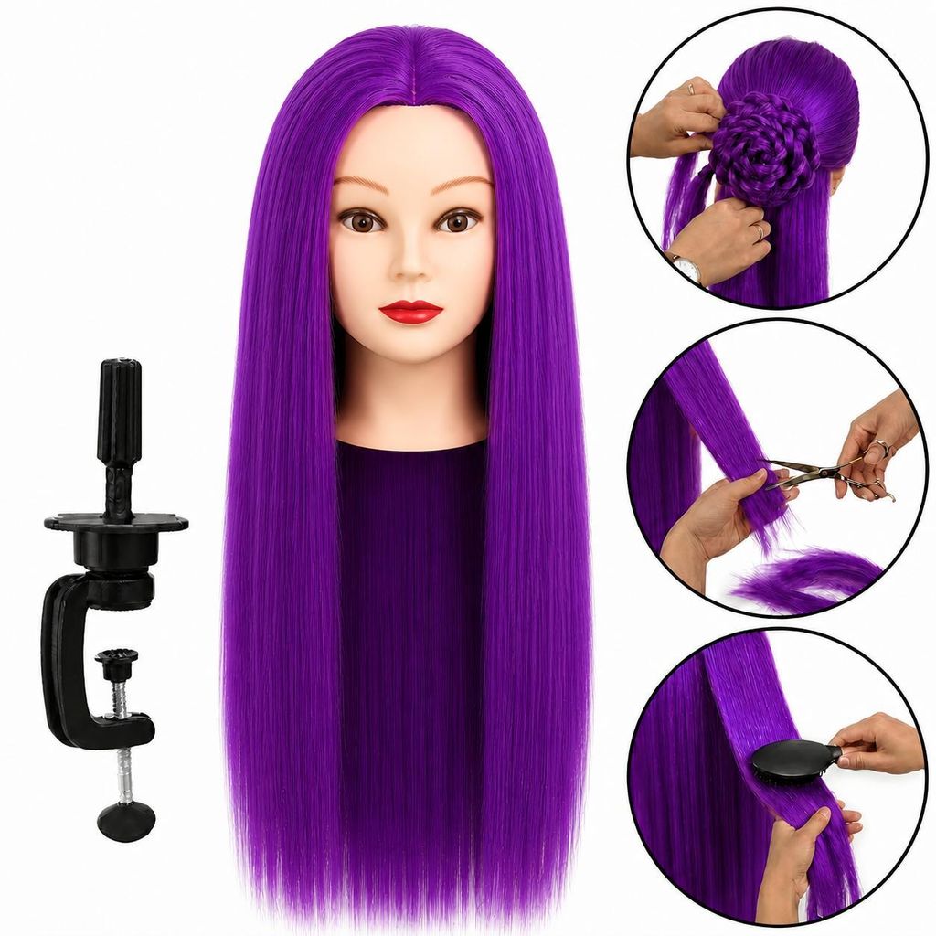 Główka treningowa Iza 80 cm purple, włos termiczny+ uchwyt, Zdjęcie produktu 