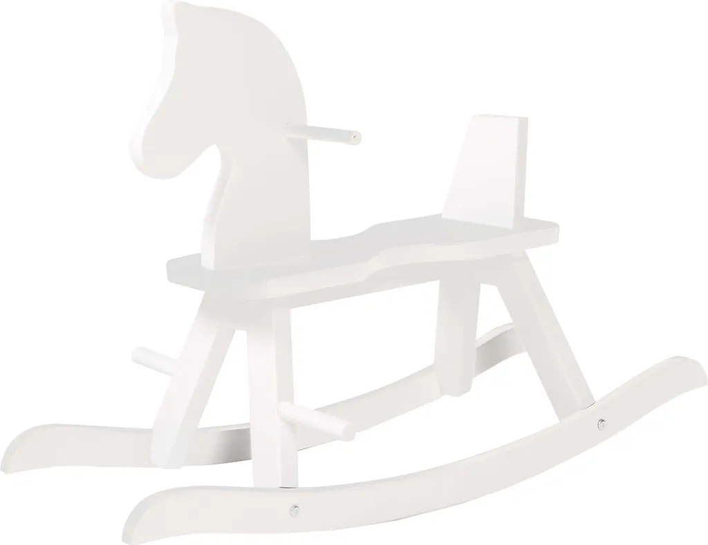 Cheval à Bascule Blanc pour Chambre Enfant en Bois Roba avec Arceau